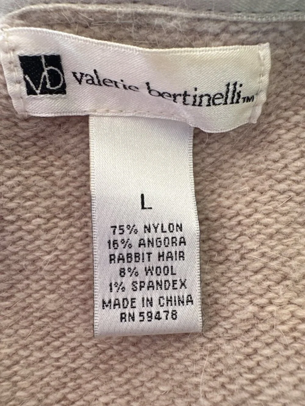 Bolero Cardigan Womens Beige Ruffle Trim Angora Wool Blend Large Bertinelli